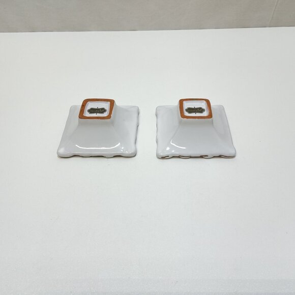 Mud Pie Ceramic Dessert Fleur de Lis Dishes Set Of 2 Square Decorative Bowls - Picture 4 of 7